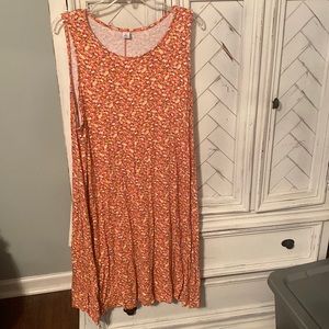 Old Navy coral swing dress with yellow flowers accents no rips and stains